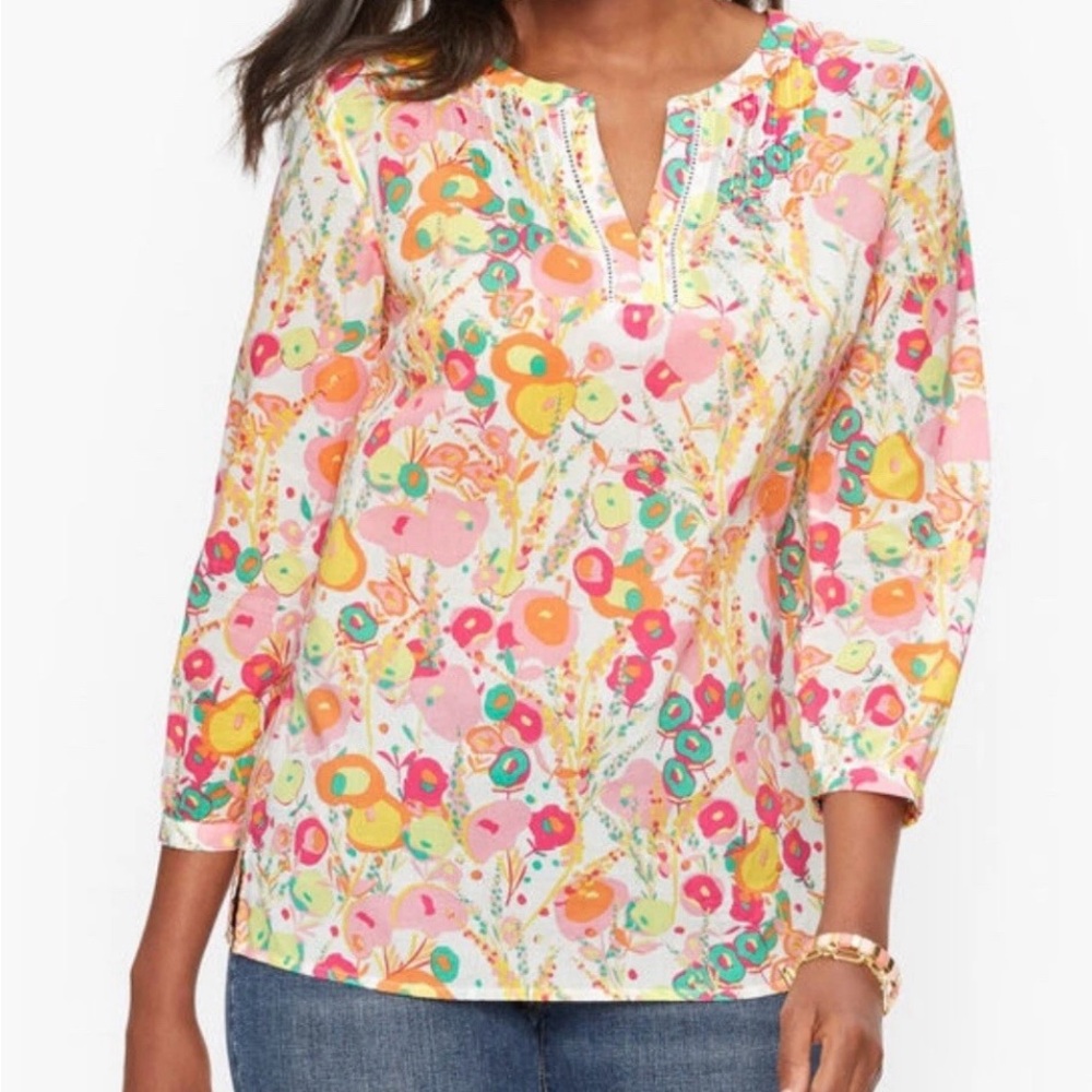 Talbots Pretty Floral Print Popover Top size XL?